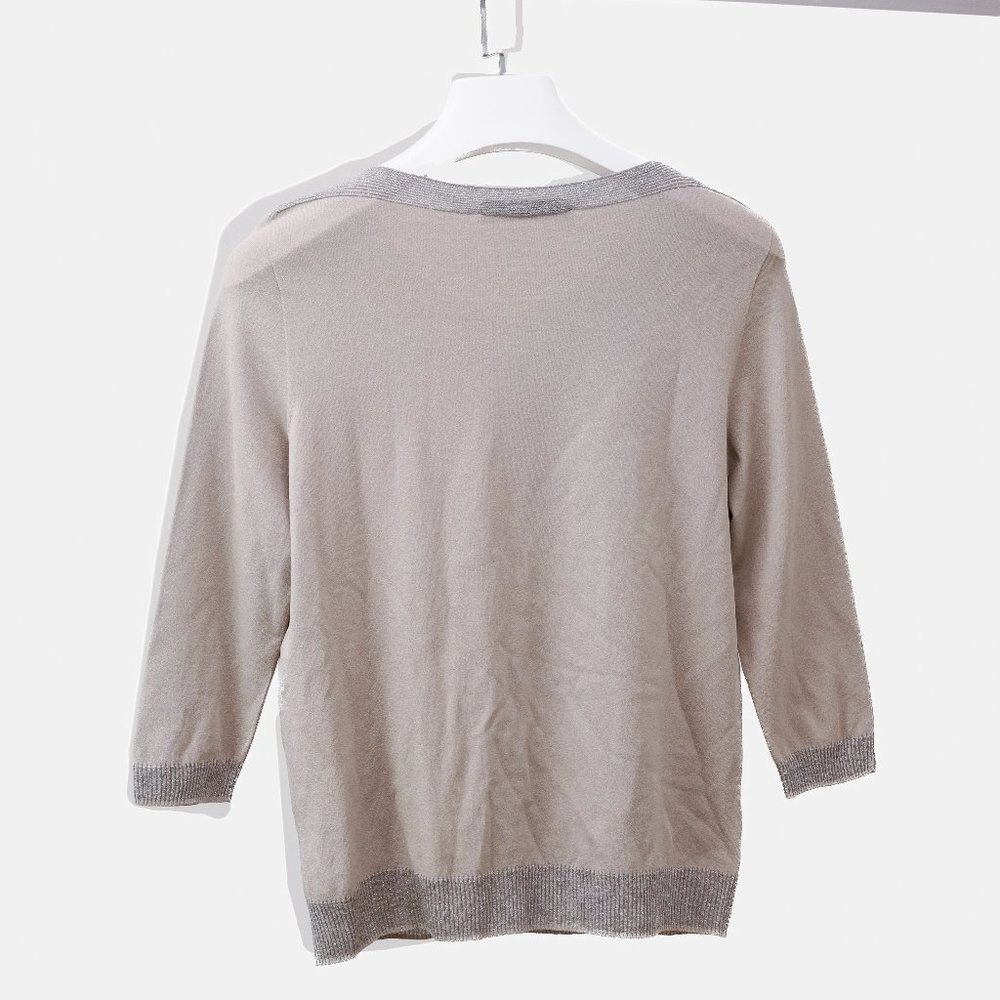 D. Exterior Taupe Glitter Rib Blouse - Picture 3 of 11